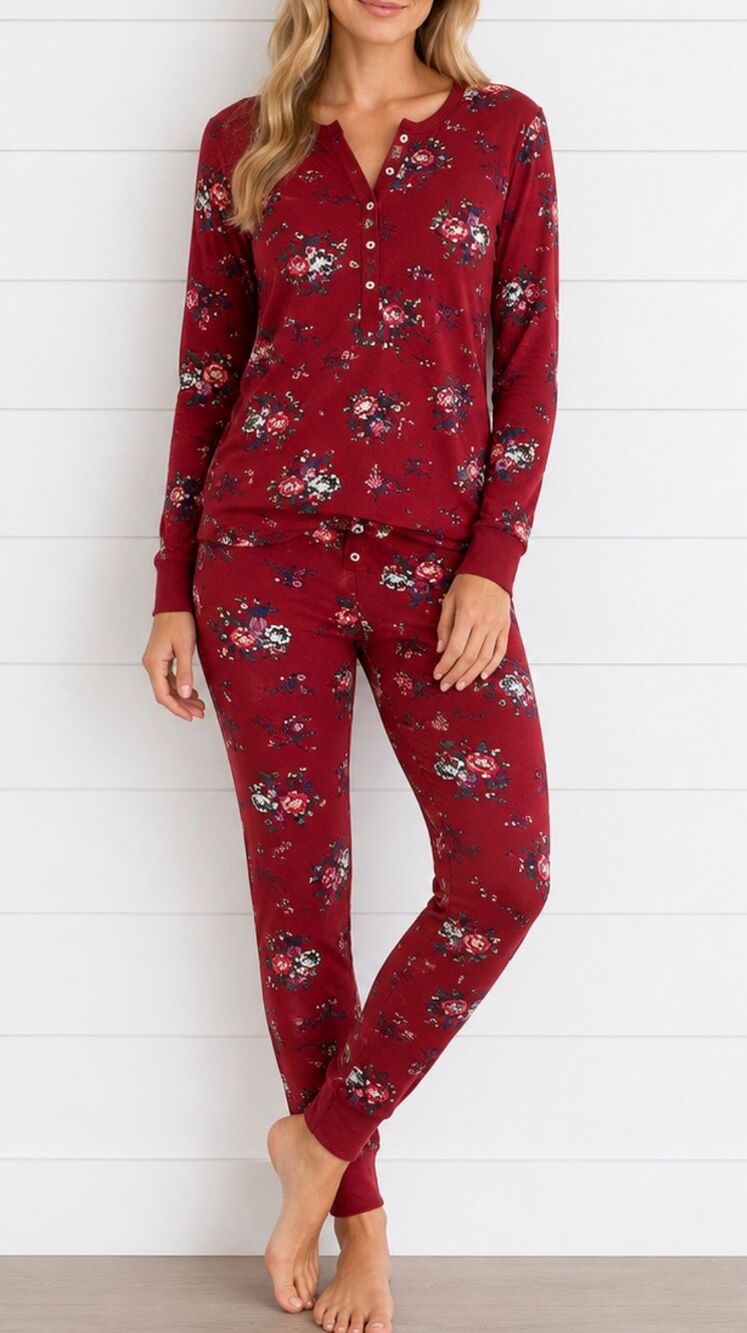 Hanna Andersson women’s floral organic cotton pajama set size S/M